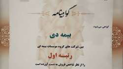 بیمه دی رتبه اول مؤسسات بیمه ای کشور شد